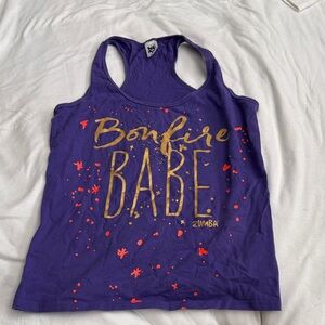 Zumba Fitness Purple Tank Top with Gold and Red Accents